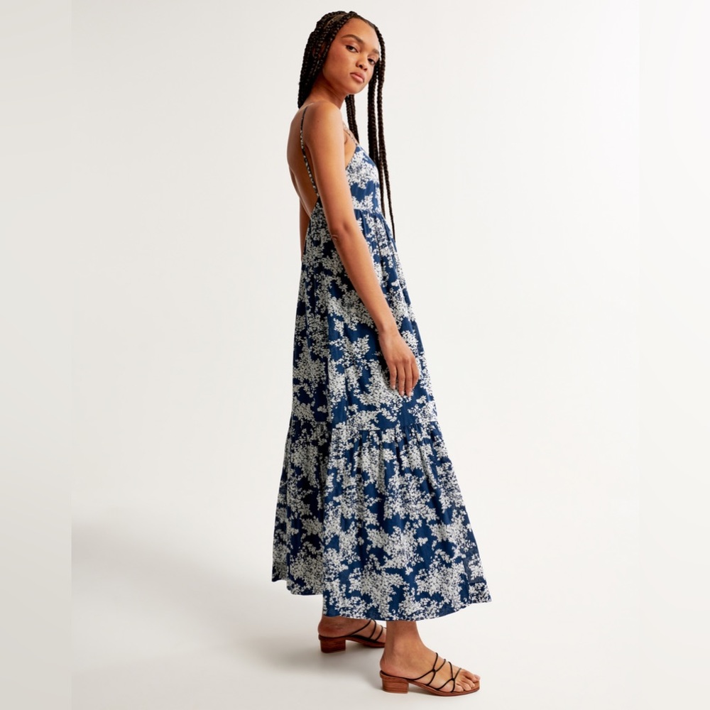 Abercrombie Low Back Tiered Maxi Dress with Pockets - Picture 4 of 6